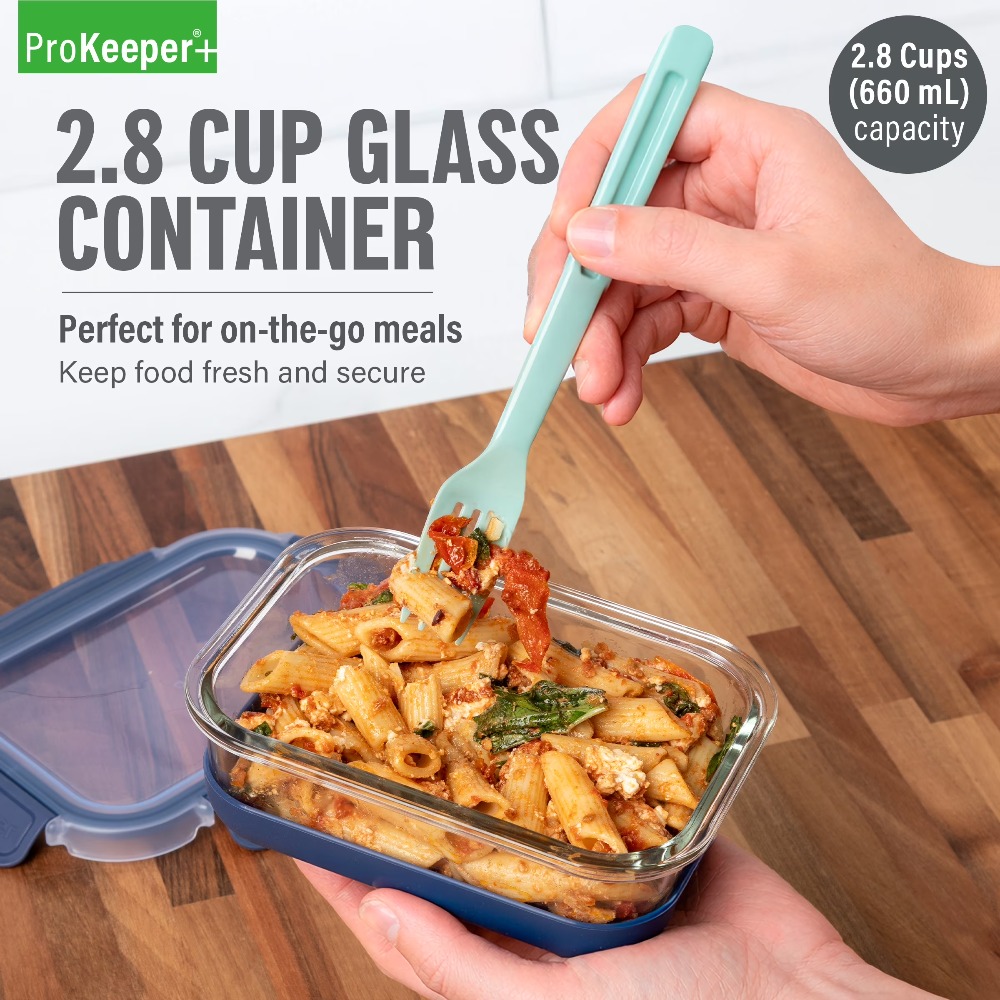 Meal Prep Glass - 2,8-Cup Glas-Lebensmittelbehälter mit Silikonboden und luftdichtem