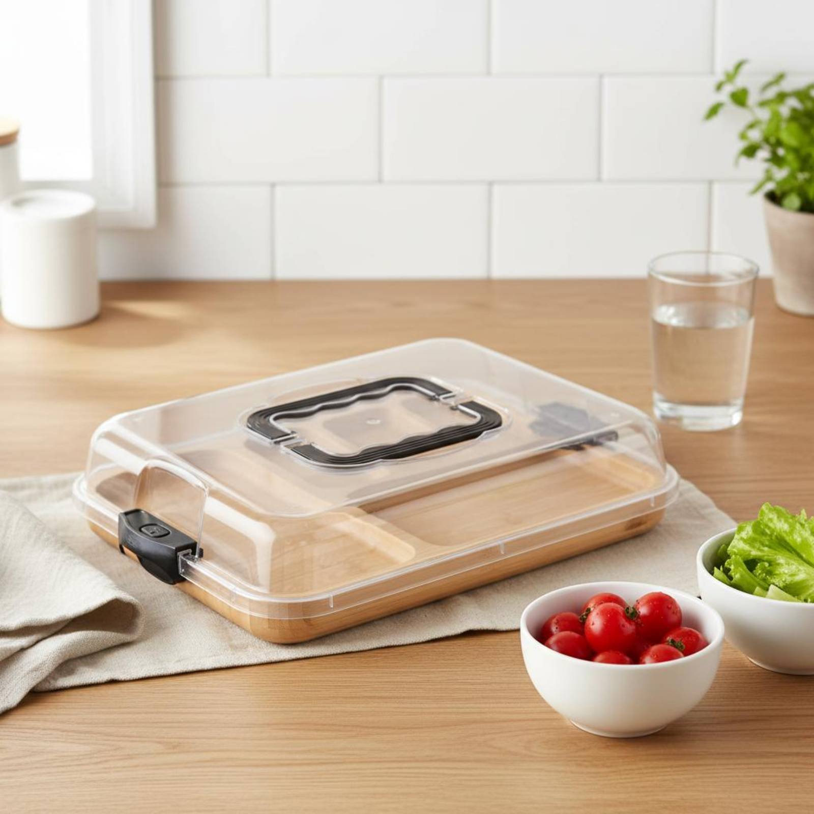 Meal Prep Glass - Glas-Lebensmittelbehälter Wiederverwendbare Lebensmittelbox mit Deckel Unterteilter