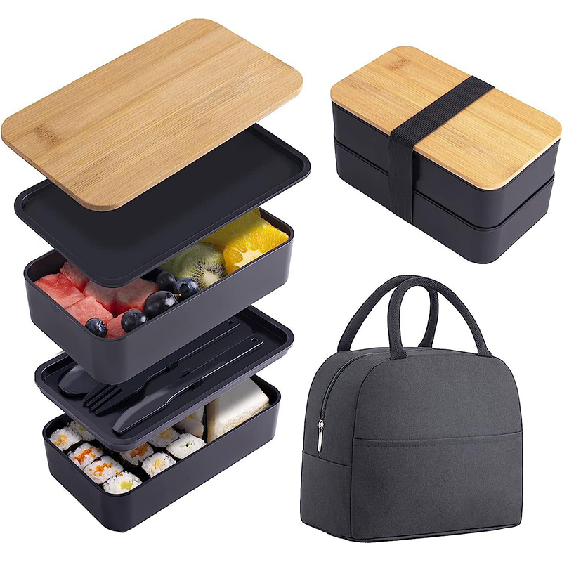 Meal Prep Burrito - Stapelbare Bento-Box mit Utensilien, 1200 ml,