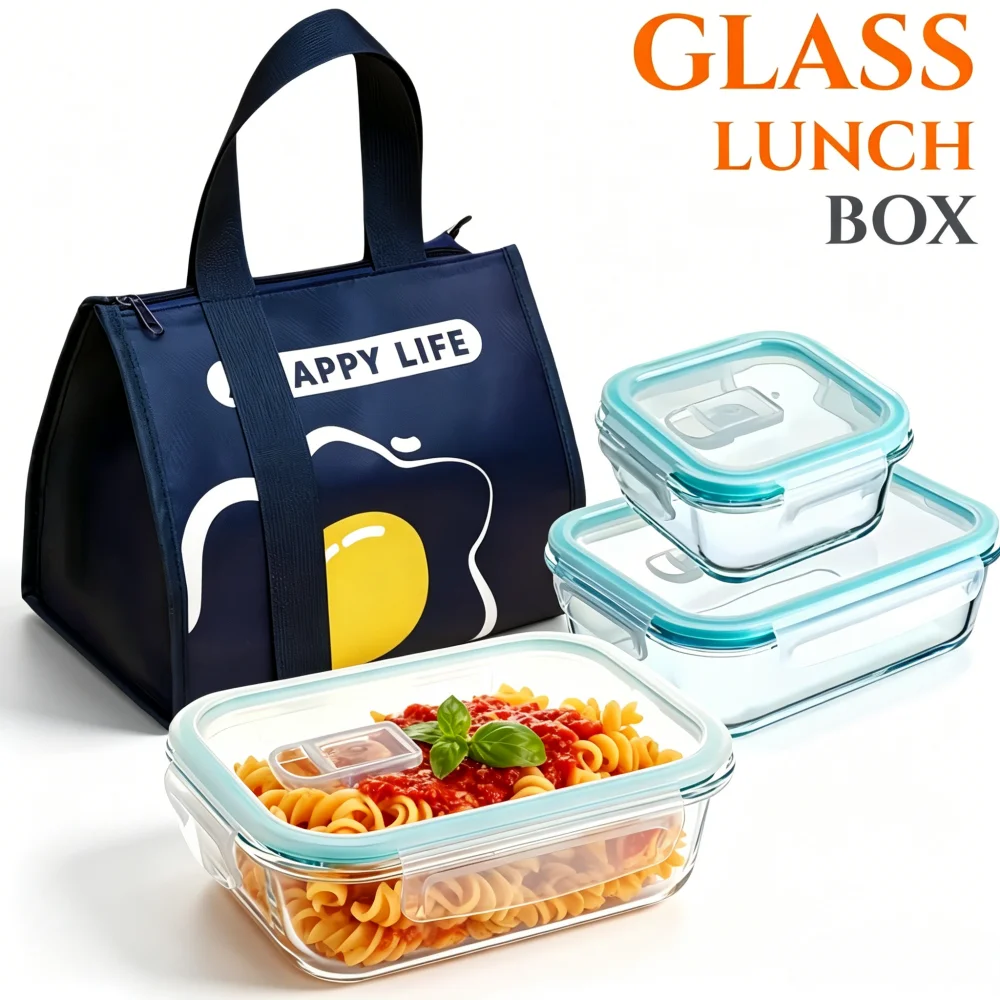 Meal Prep Burrito - BPA-freie Glas-Lunchbox Rechteckige Lebensmittelbehälter Küchenzubehör Sichere