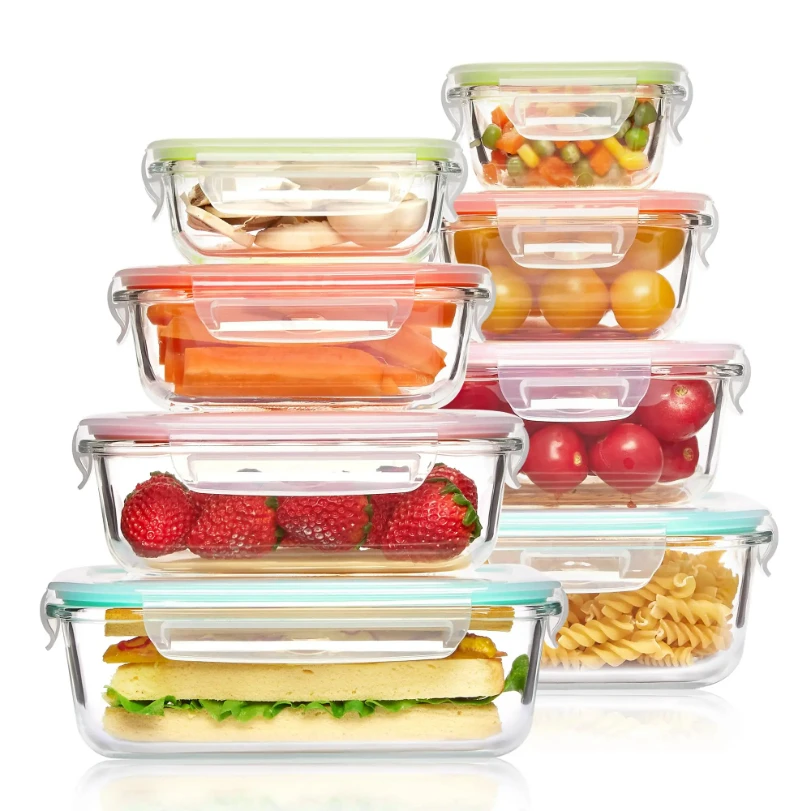 Meal Prep Glass - Glas-Lunchboxen zur Aufbewahrung von Lebensmitteln, Meal