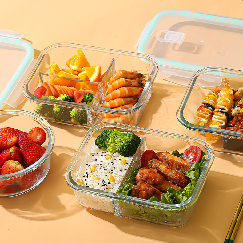Meal Prep Glass - Glas-Frischhaltebox aus hochborosilikathaltigem, hitzebeständigem Glas, mikrowellengeeignet,